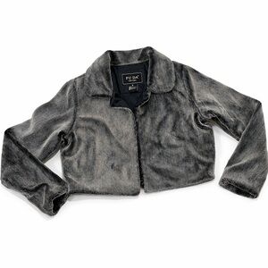 FUDA jacket fur Women's Gray Faux Fur Jacket cape bolero small mob wive buchona